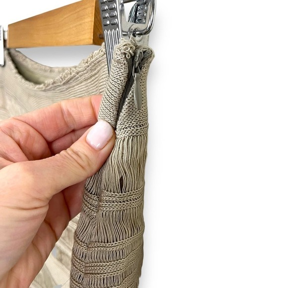 MIRCO GIOVANNINI Skirt Womens 2 Tan Hand Loomed Fringe Feminine Romantic Mini - Picture 6 of 10